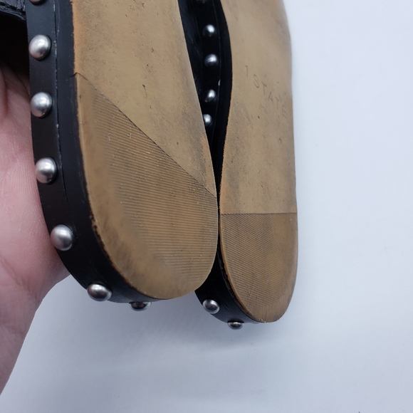 1. State Cadwyn women US 6 black leather silver studded zipped upper slides - Picture 2 of 11